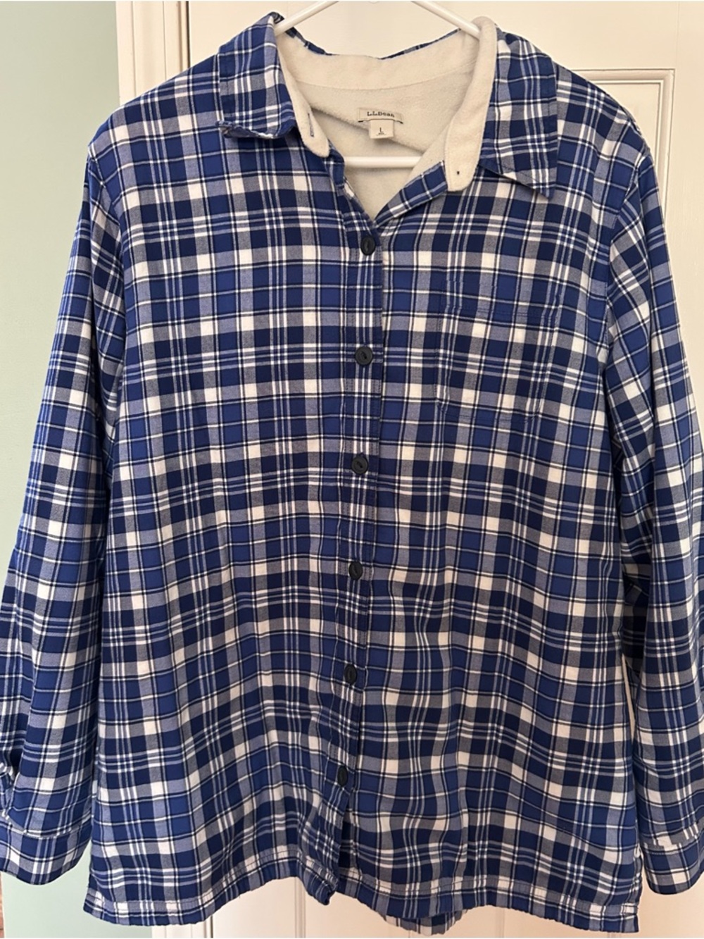 LL Bean Women’s Large Fleece-Lined Flannel Button-Up Shirt